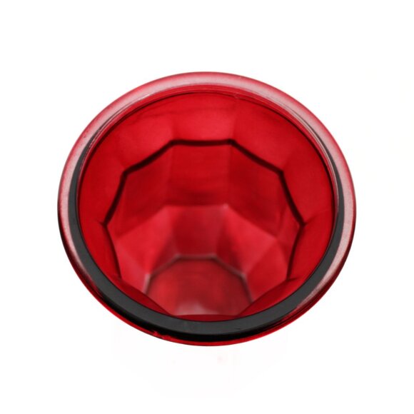 Vintage Y2K Whimsigoth Red Glass Vase – Decagon Shape, 9" Tall - Picture 5 of 8